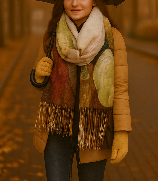 Dámský čtvercový šátek s třásněmi AGRAFKA