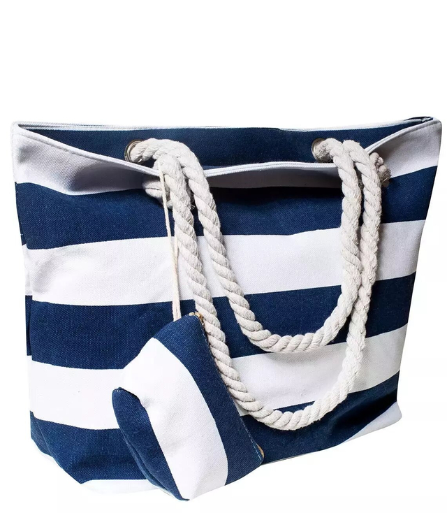 Velká plážová taška na plážový piknik shopper stripy