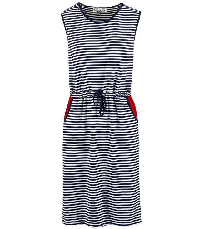 SUNNY námořní pruhované midi šaty se zavazováním v pase