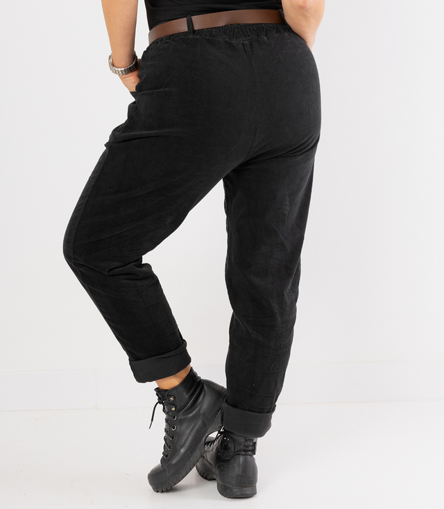 Manšestrové kalhoty s páskem CITY SOFT