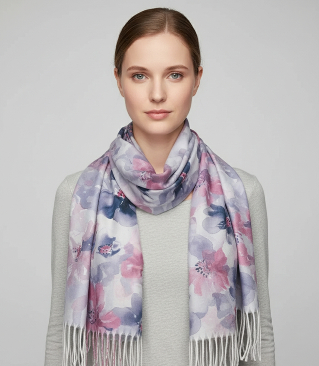 Dámský květinový šátek se střapci