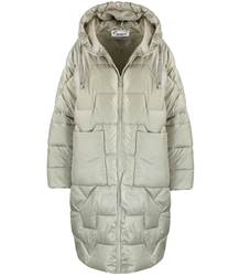 Dámská dlouhá teplá bunda s prošíváním a kapucí ANABEL