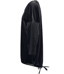 Velurová halenka, zavazování na zádech, volný střih