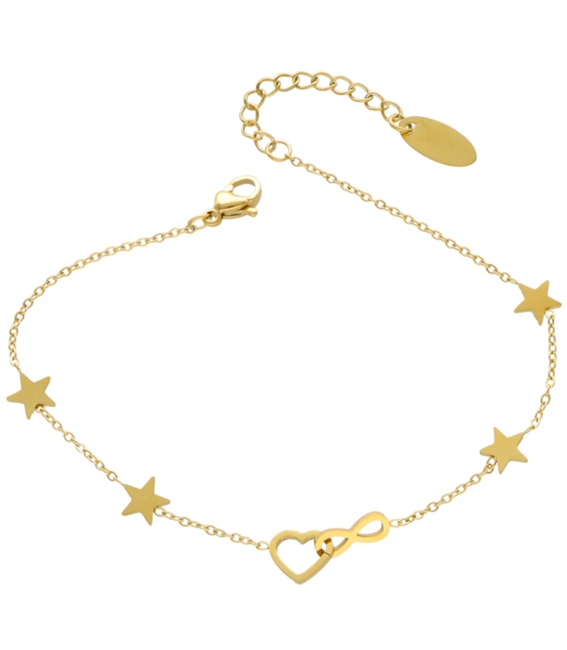 Zlatý náramek Heart Star Infinity sign Gift Subtle