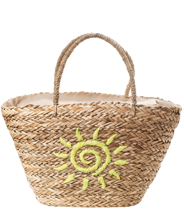 Mega velká letní taška pletený koš lemovaný sluncem