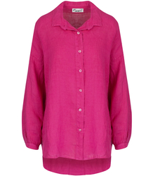 Dlouhá volná plátěná košile plátěná delší zadní dlouhý rukáv LAILA 2