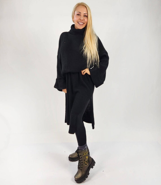 Žebrovaný svetr s rolákem MAXI