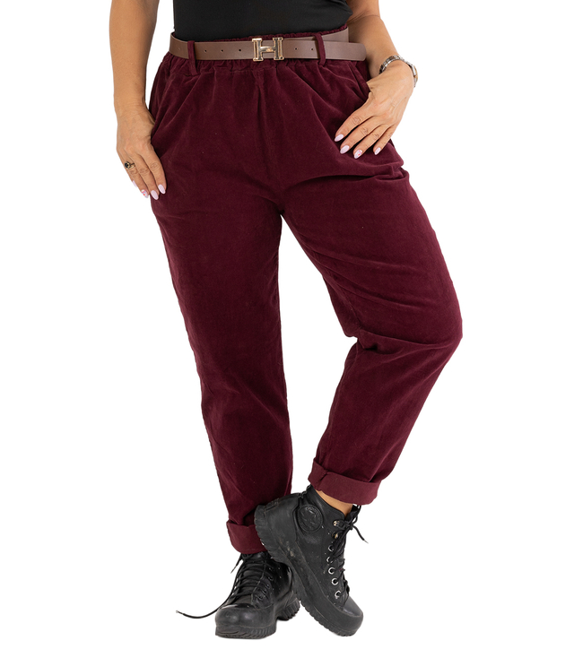 Manšestrové kalhoty s páskem CITY SOFT