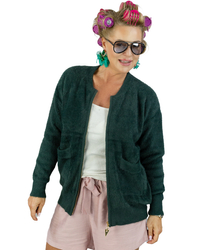Krátký svetr s rozepínáním z nadýchané pleteniny "COCO CHIC"
