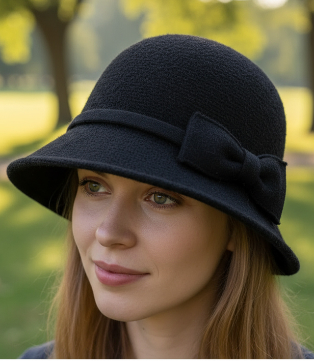 Dámský klobouk cloche s mašlí