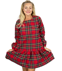 Dámské kostkované šaty s blůzou