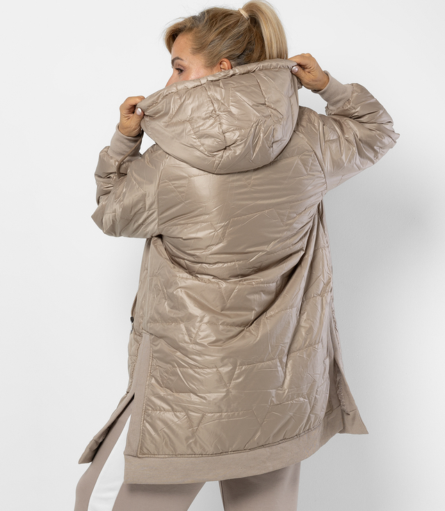 Dlouhá bunda s prošíváním a bočními rozparky ROMA