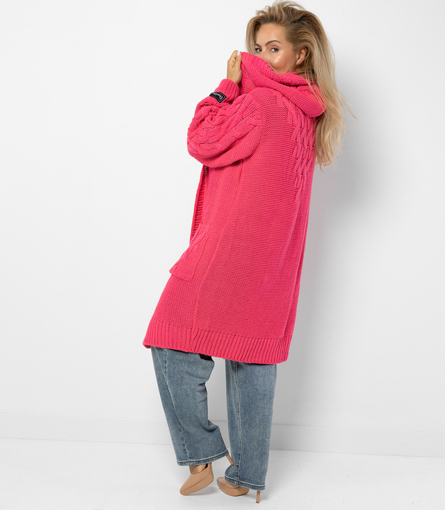 Kardigan Dlouhý tlustý svetr Kostkovaná vlna