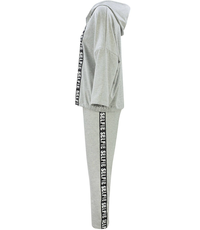 Tepláková souprava kalhoty mikina s páskou s nápisem