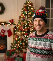 Zimní vánoční čepice s bambulí - ideální pro preze