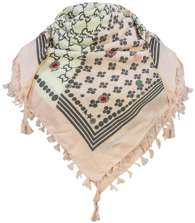 Dvoubarevná šála se střapci BOHO FOLK