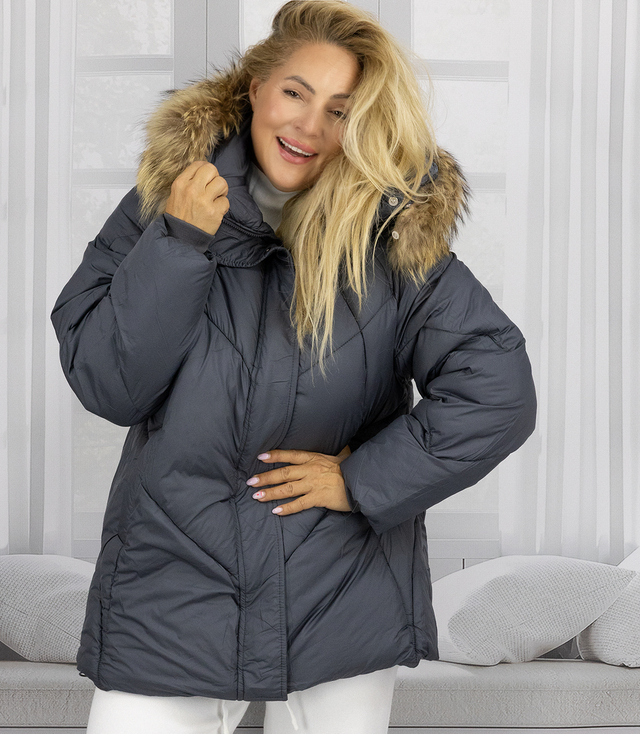 Teplá zimní bunda trapézového střihu COCO