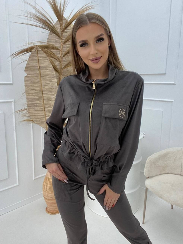 Tepláková souprava se semišovou bundou a kalhotami