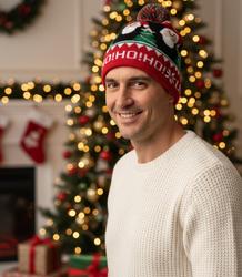 Zimní vánoční čepice s bambulí - ideální pro preze