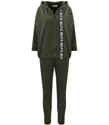 Tepláková souprava kalhoty mikina s páskou s nápisem