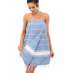 Stylové saunové pareo na suchý zip se střapci