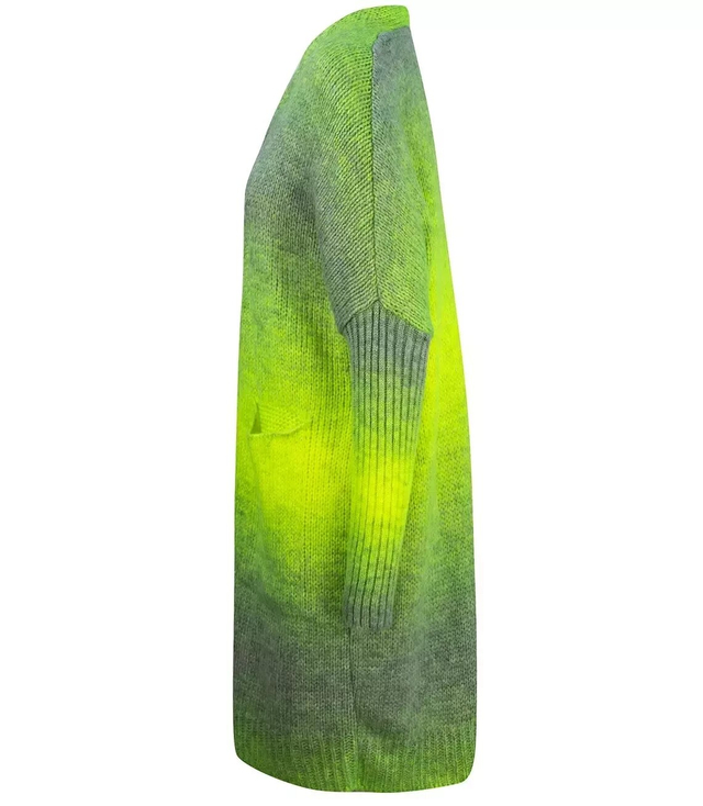 Kardigan dlouhý hrubý svetr ombre barevný
