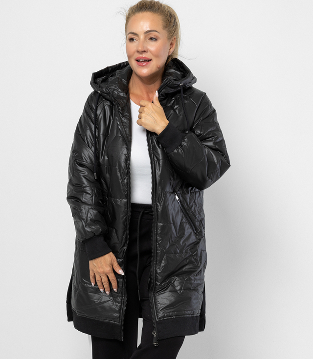 Dlouhá bunda s prošíváním a bočními rozparky ROMA PLUS SIZE