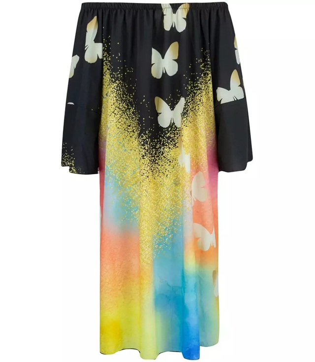 Španělské midi šaty s barevným potiskem