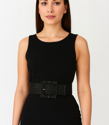 Pletený dámský opasek s velkou sponou