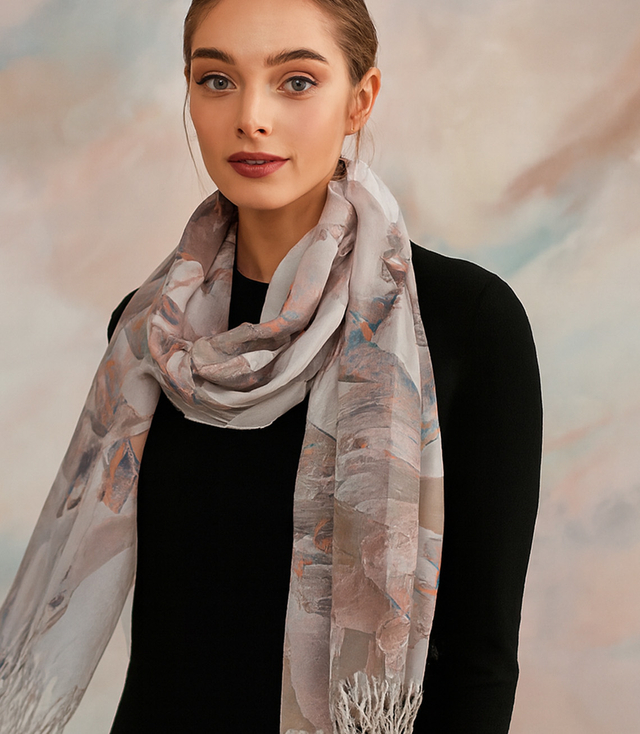 Dámský stylový šátek s potiskem motýlů 180x70