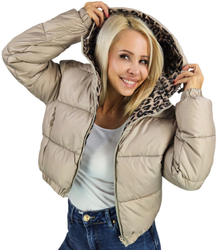 Krátká oboustranná leopardí bomber bunda Warm Autumn Winter BELLA