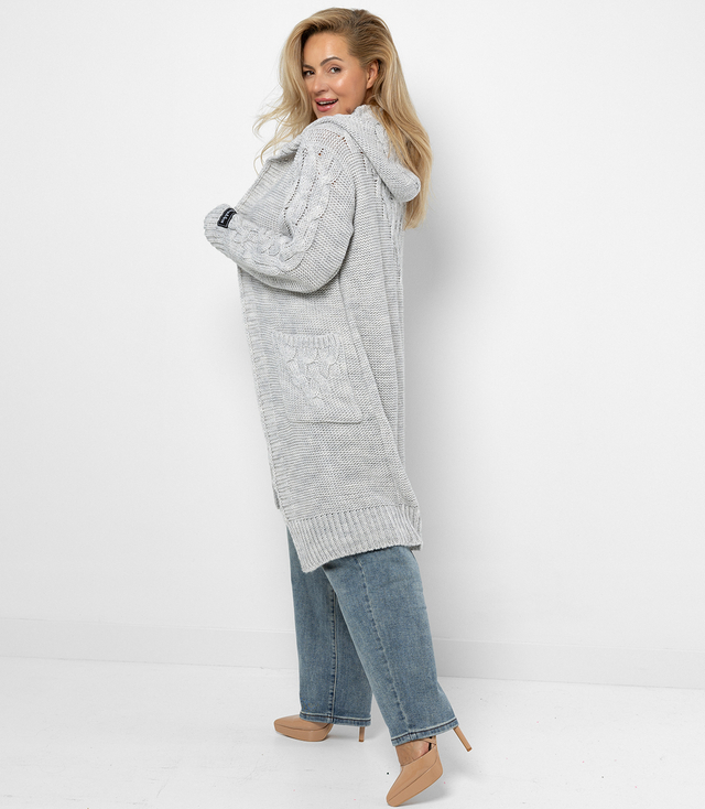 Kardigan Dlouhý tlustý svetr Kostkovaná vlna