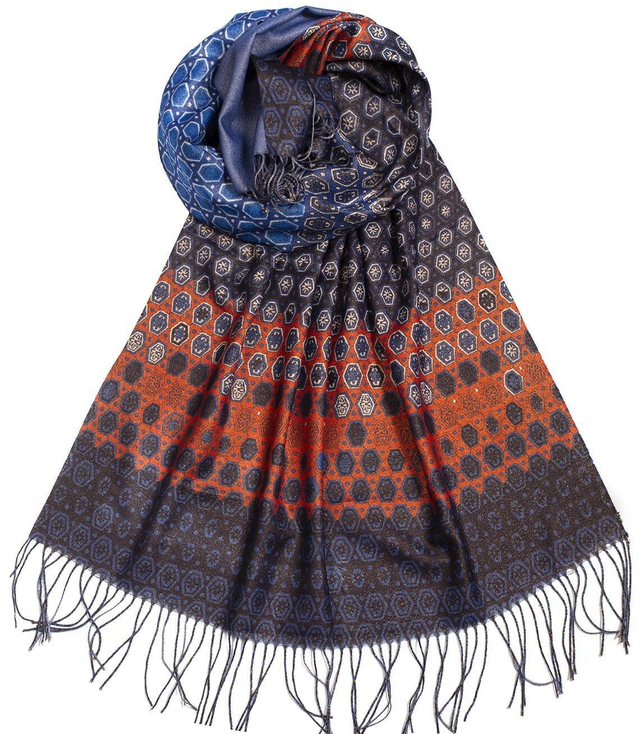 Ozdobný šátek etno vzor lesklý dlouhý hladký