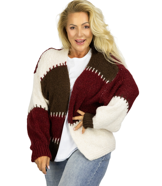 Krátký svetr s rozepnutými širokými pruhy VALENTINA