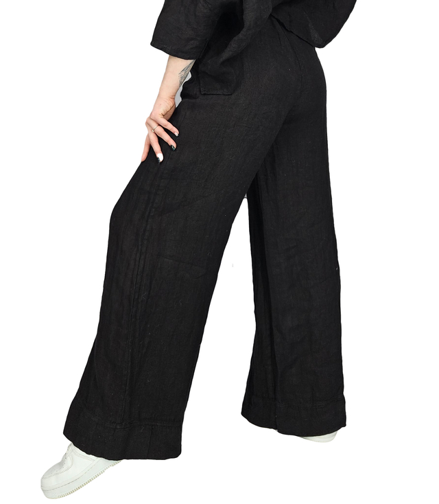 Lněné kalhoty culotte se širokými nohavicemi LAILA