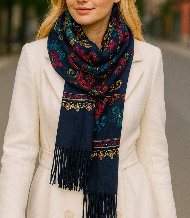 Dámský šátek s květinovým ornamentem stylový