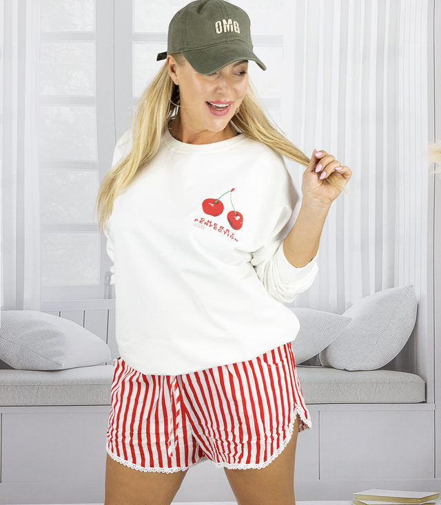 Dámská mikina oversize s potiskem třešní CHERRY PERFECTION