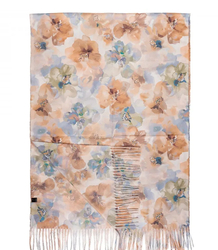 Dámská šála s květinovým motivem a střapci elegantní