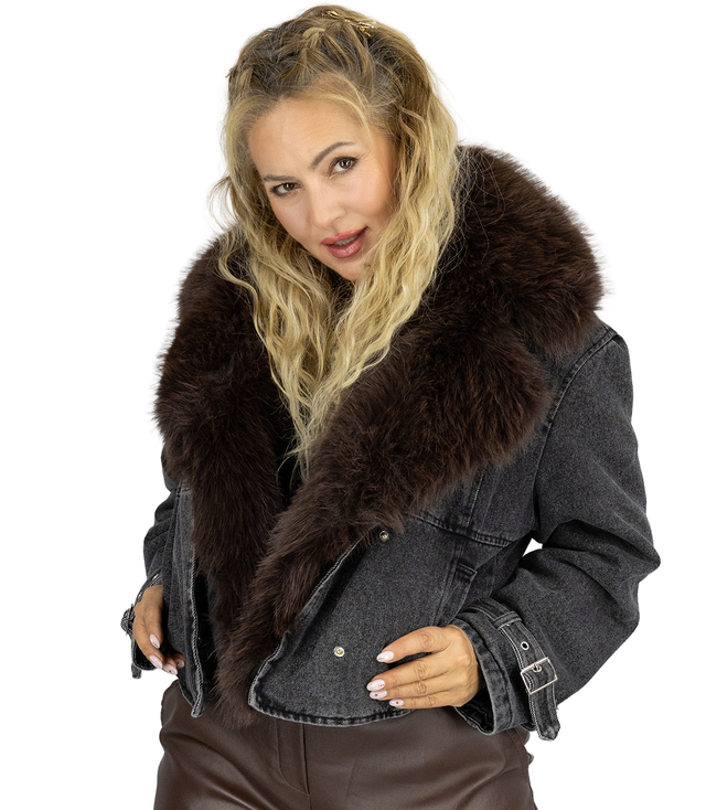 Džínová bunda s ovčí kůží DENIM DIVA