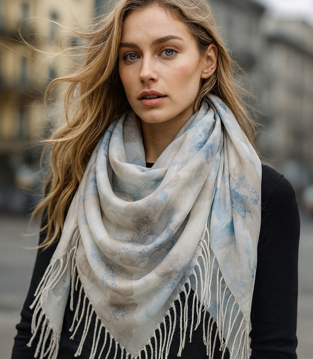 Dámská šála s květinovým vzorem 180x70