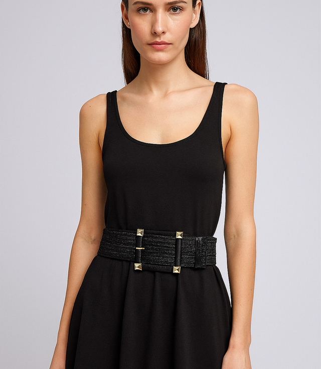 Pletený dámský opasek s velkou sponou