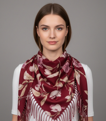 Elegantní květinová šála se střapci