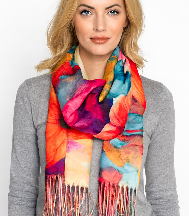 Dámský čtvercový šátek s třásněmi AGRAFKA