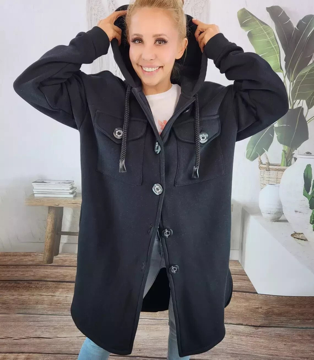 Teplá dlouhá mikina košile bunda bavlna