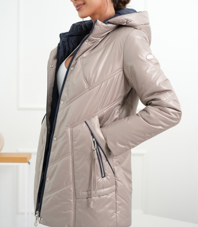 Dámská teplá přechodná bunda s kapucí Elegantní podzimní růže