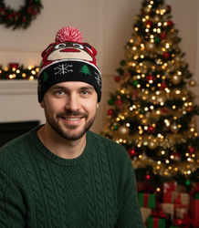 Zimní vánoční čepice s bambulí - ideální pro preze