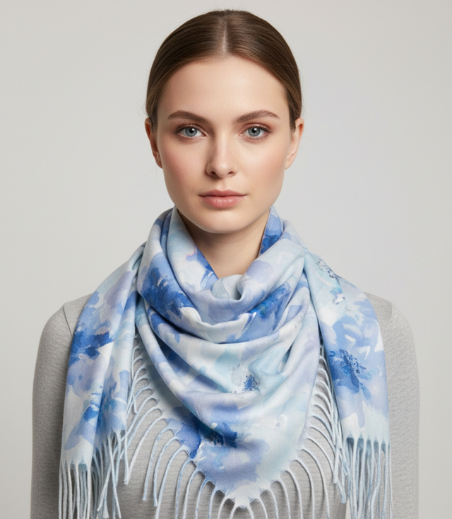 Dámský květinový šátek se střapci