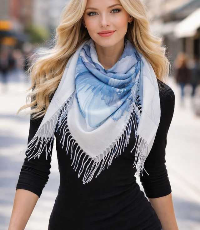 Dámský šátek s květinovým vzorem 100x100