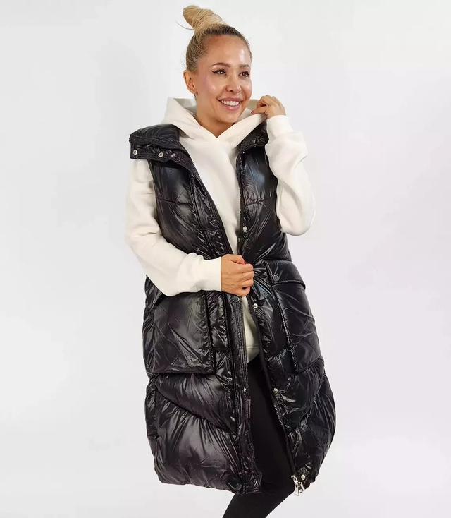 Dámská dlouhá vesta bez rukávů s kapsami