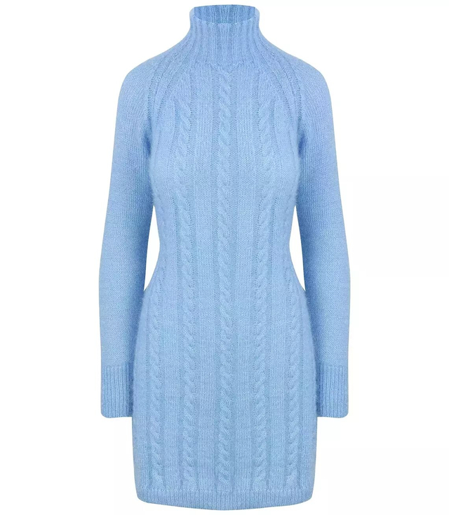 Pletené šaty s rolákem a vlněným rolákem